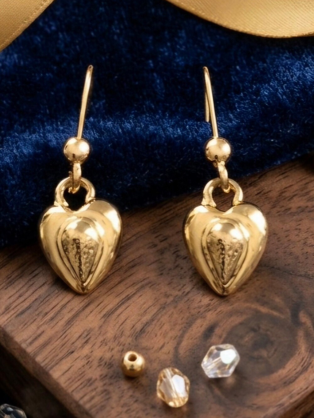 Gold- Tone Heart Drop Earrings